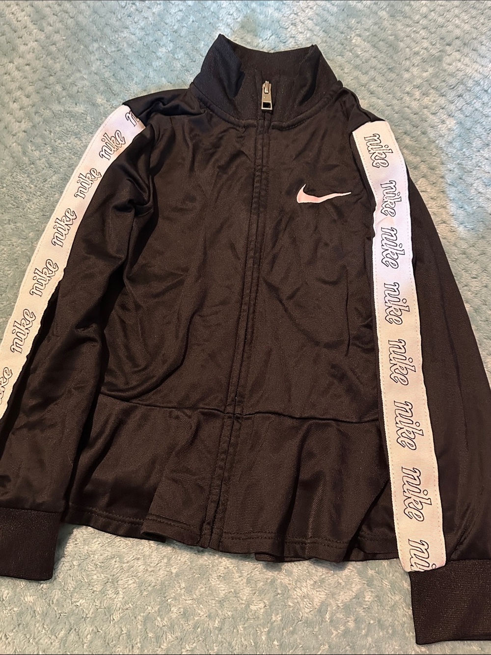 Nike Black Kids Zip-Up Jacket with Pink Accents